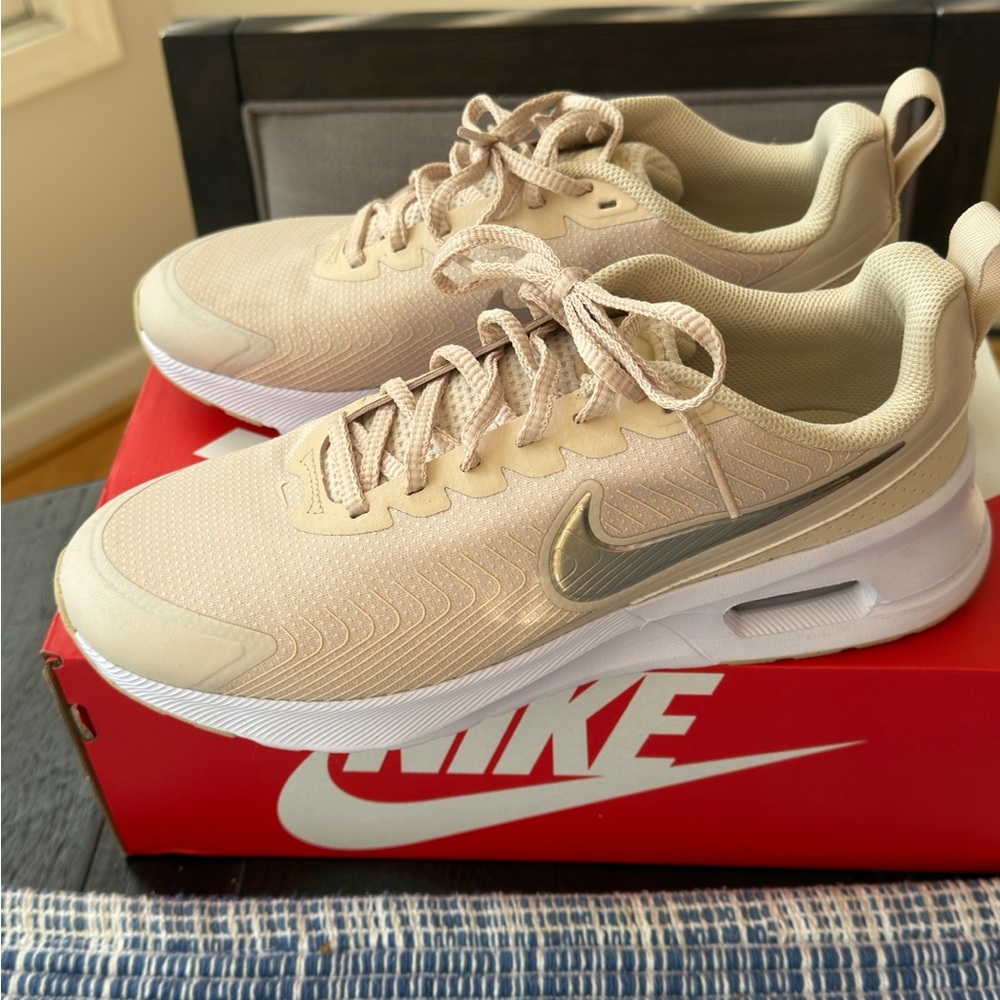 Nike Sneakers Women’s Size 10 – Cream with Gold Accents, Like New